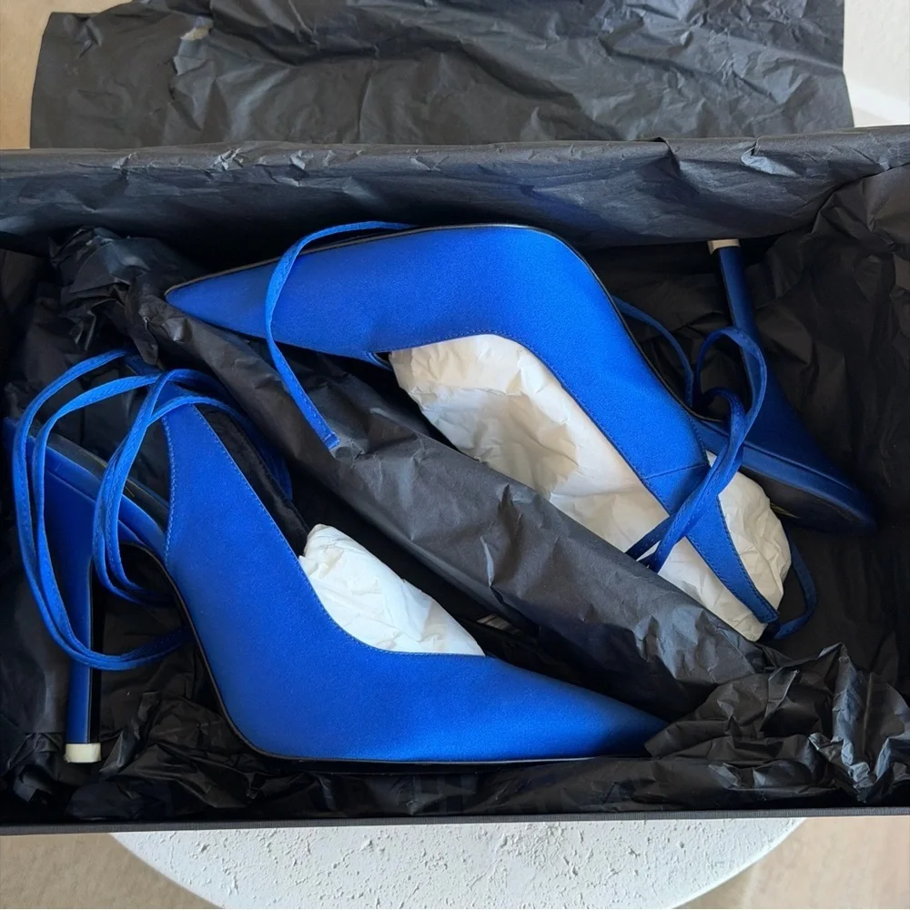 The Attico Venus slingback pumps electric blue, size 37.5